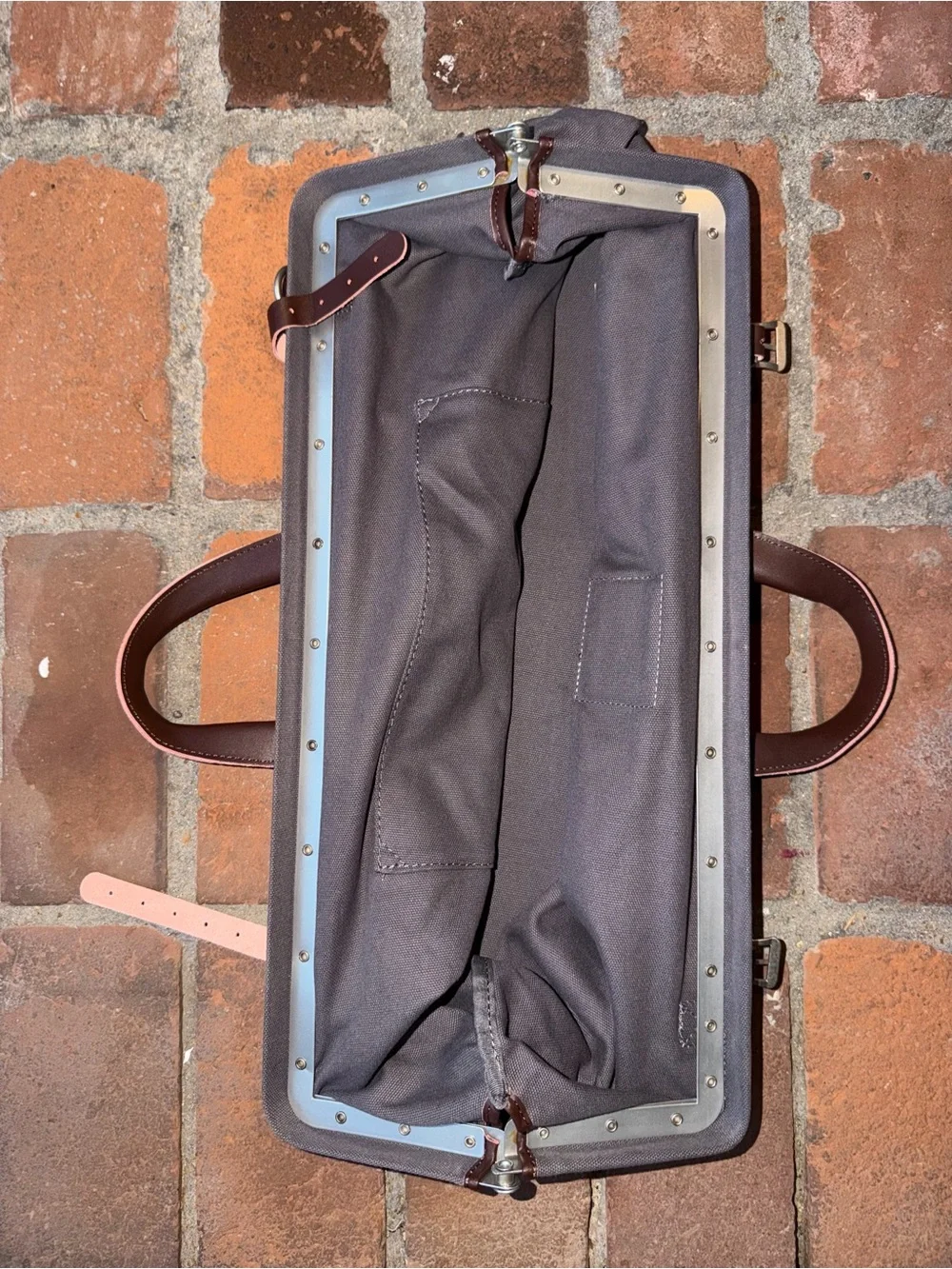 Line of Trade Brown Canvas Travel Duffel with Leather Trim